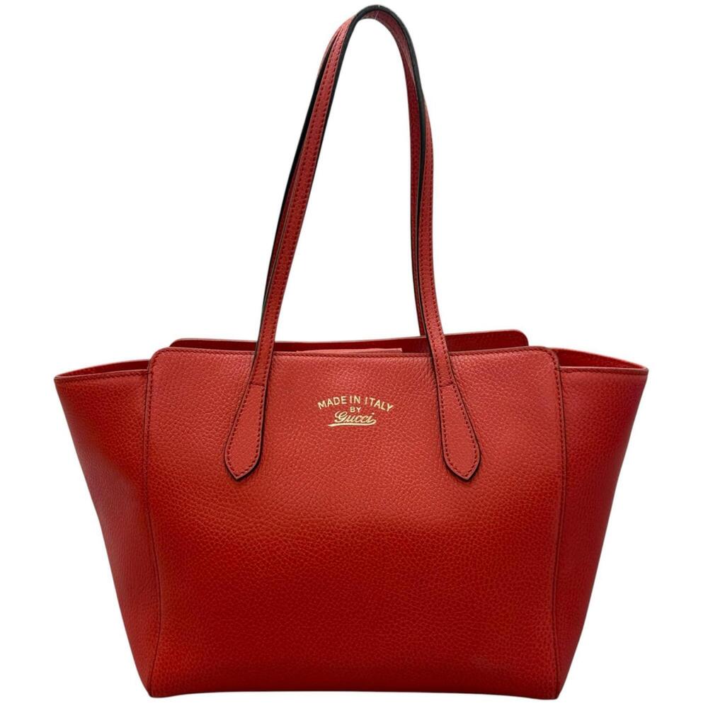 GUCCI Red Leather Tote Bag